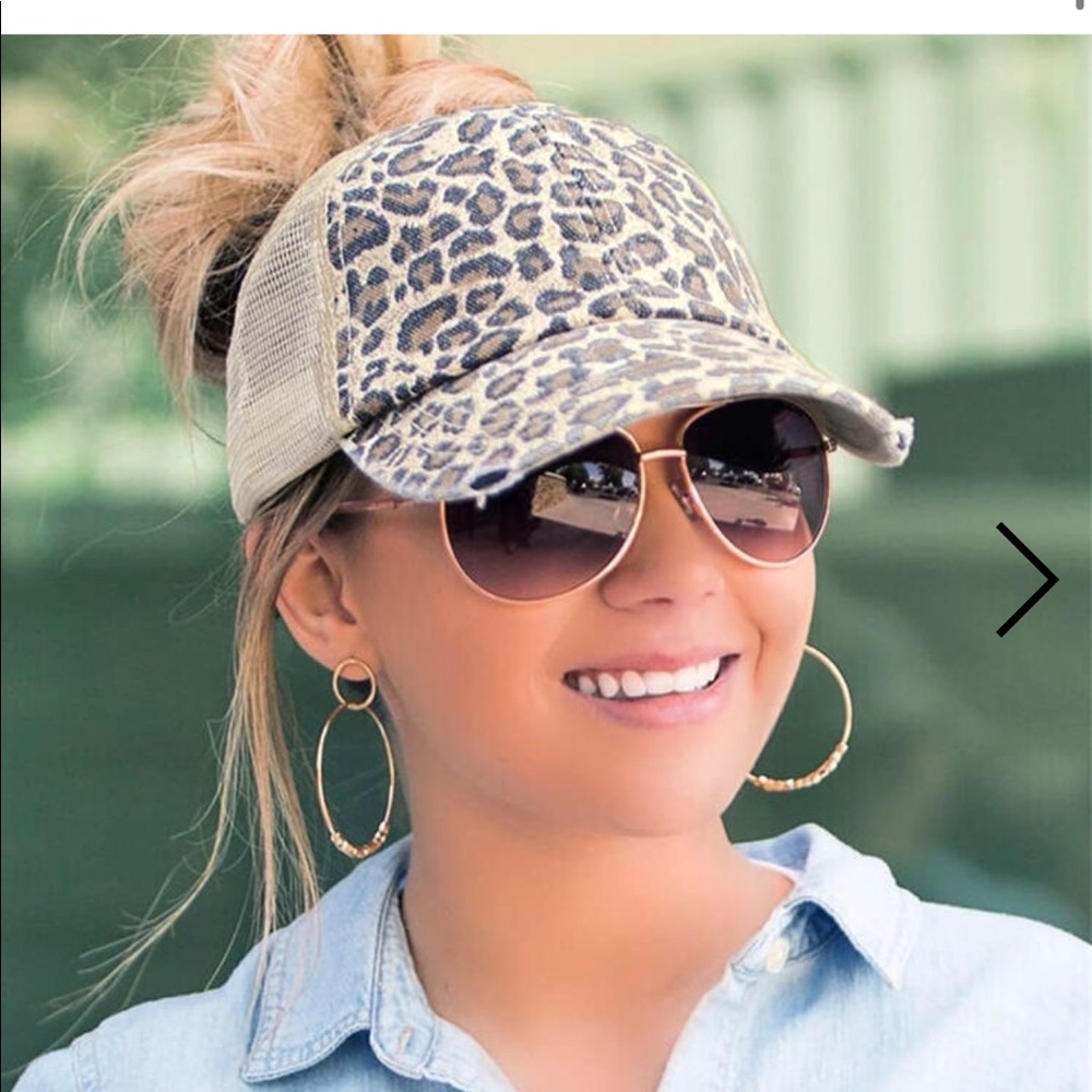 animal print ponytail baseball hat